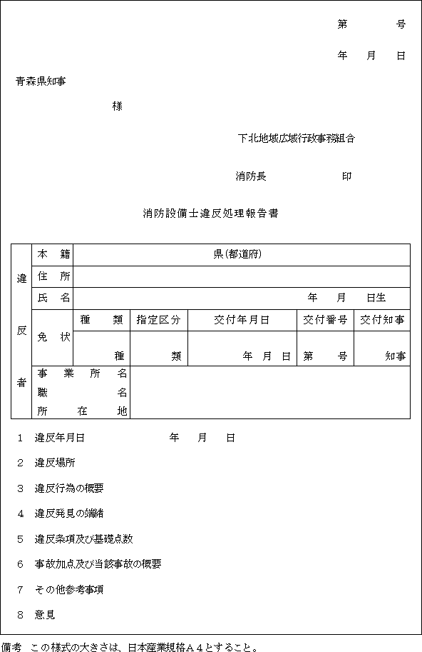 下北地域広域行政事務組合火災予防違反処理規程